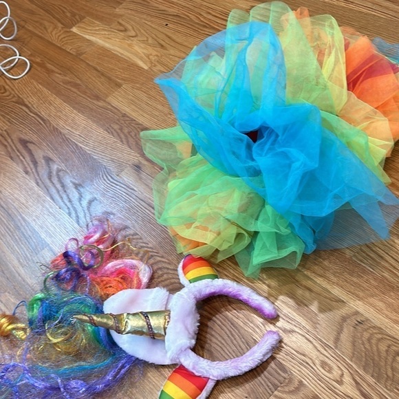Unicorn container bundle light up tutu neon rainbow & rainbow ponytail headband - Picture 9 of 9